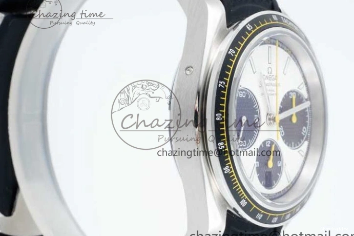 0516 Speedmaster Racing Master SS HKF Best Edition White Black Dial on Black Rubber Strap A Effortless 7813